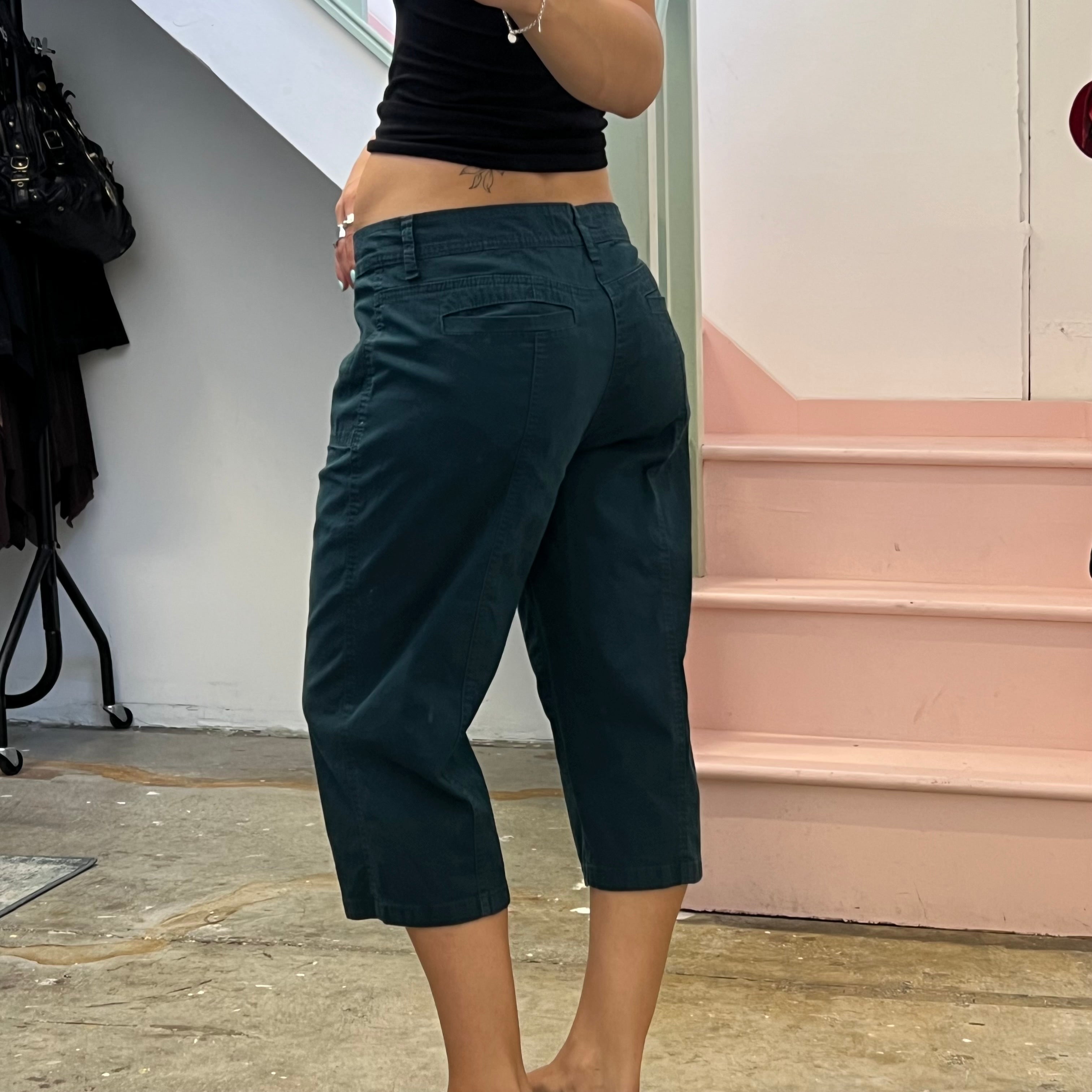 Teal dark green tailored capris