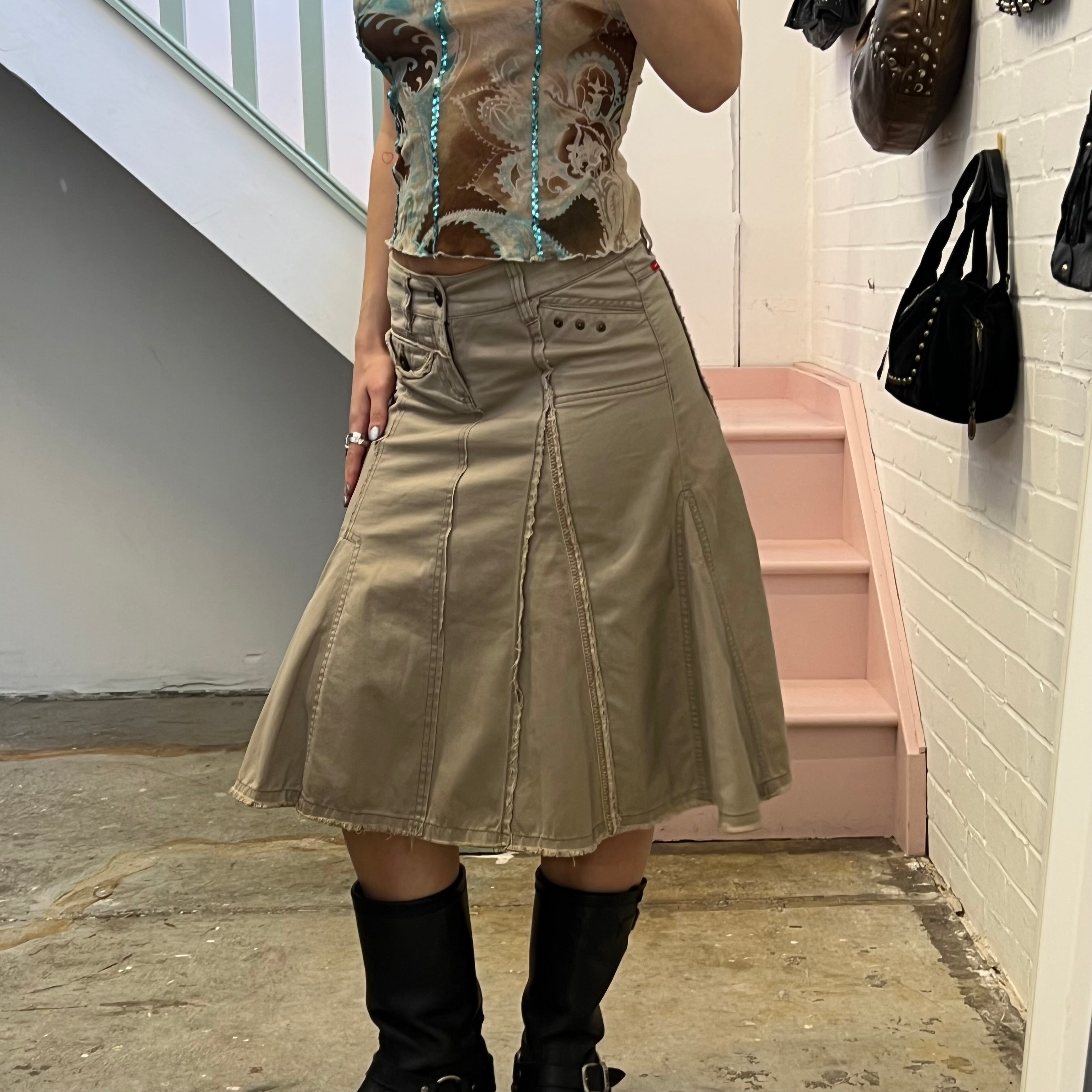 Mexx cream tailored pleated midi skirt