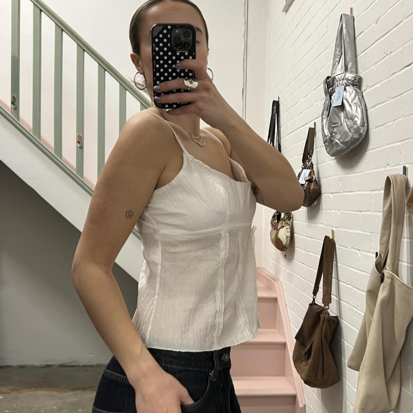 white vintage dainty cami