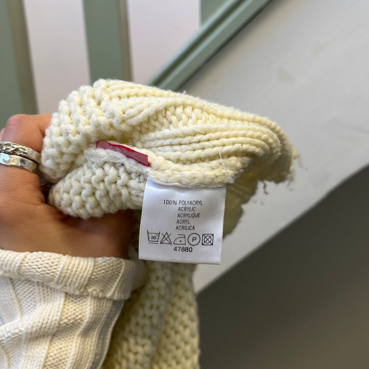 Cream chunky knit off shoulder sweater