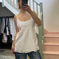 White cotton floaty tie back vest