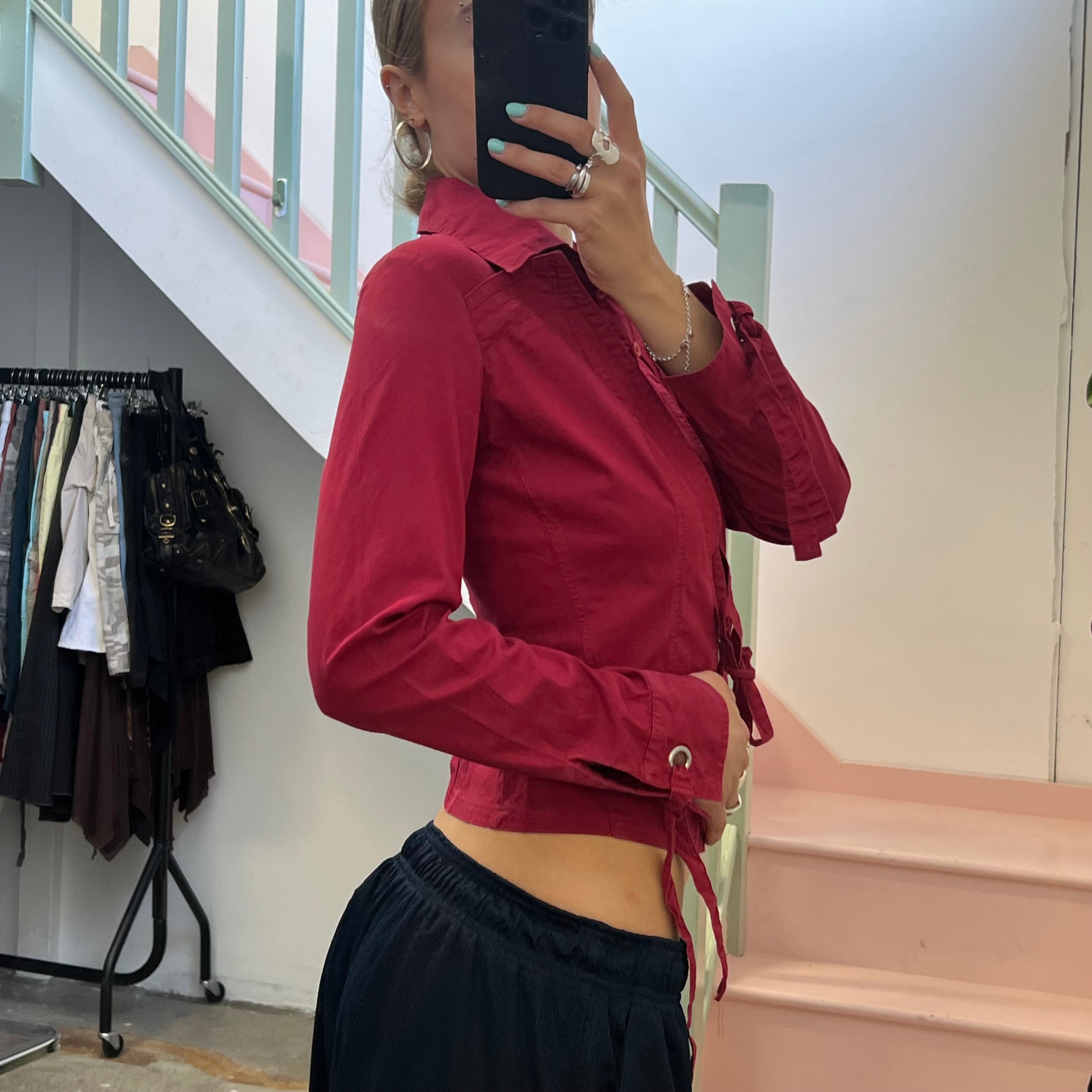 Jennifer red fitted shirt