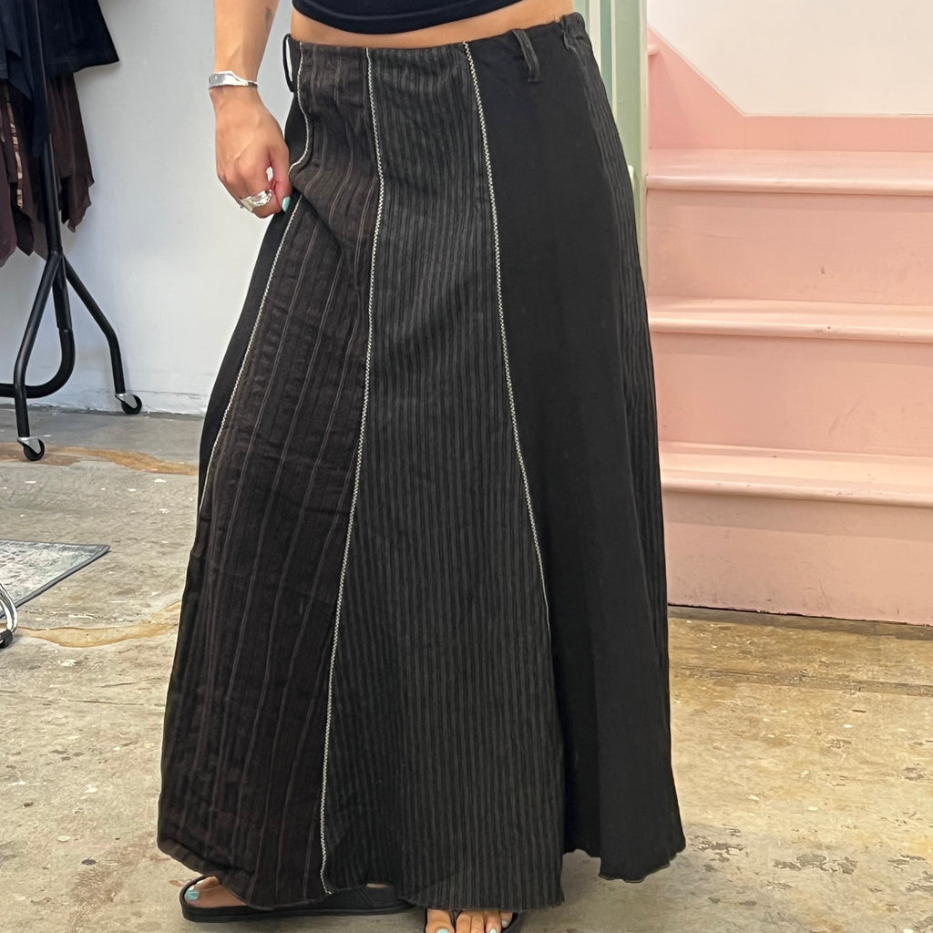 Black and grey patchwork utility maxi skirt