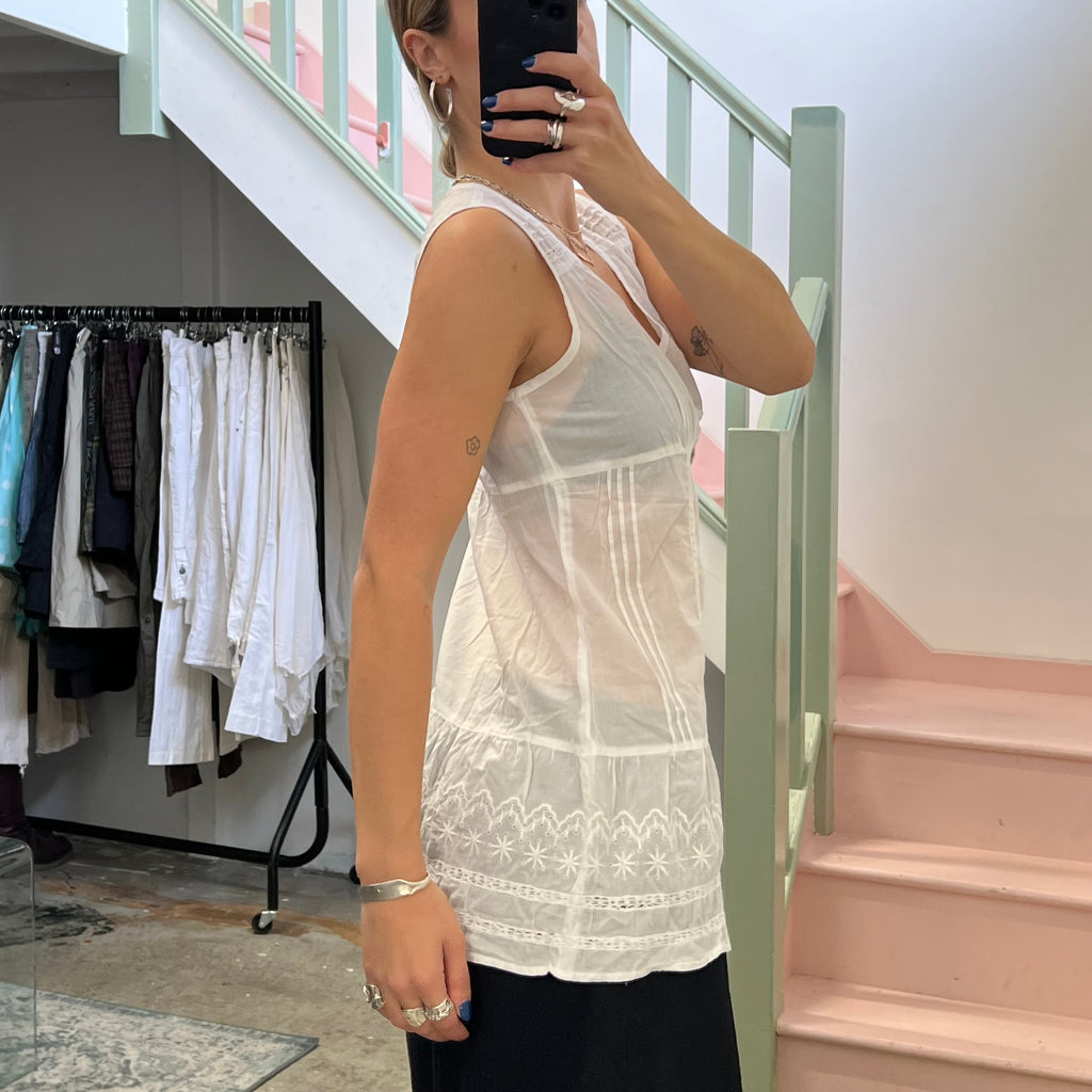 Promod white longline blouse