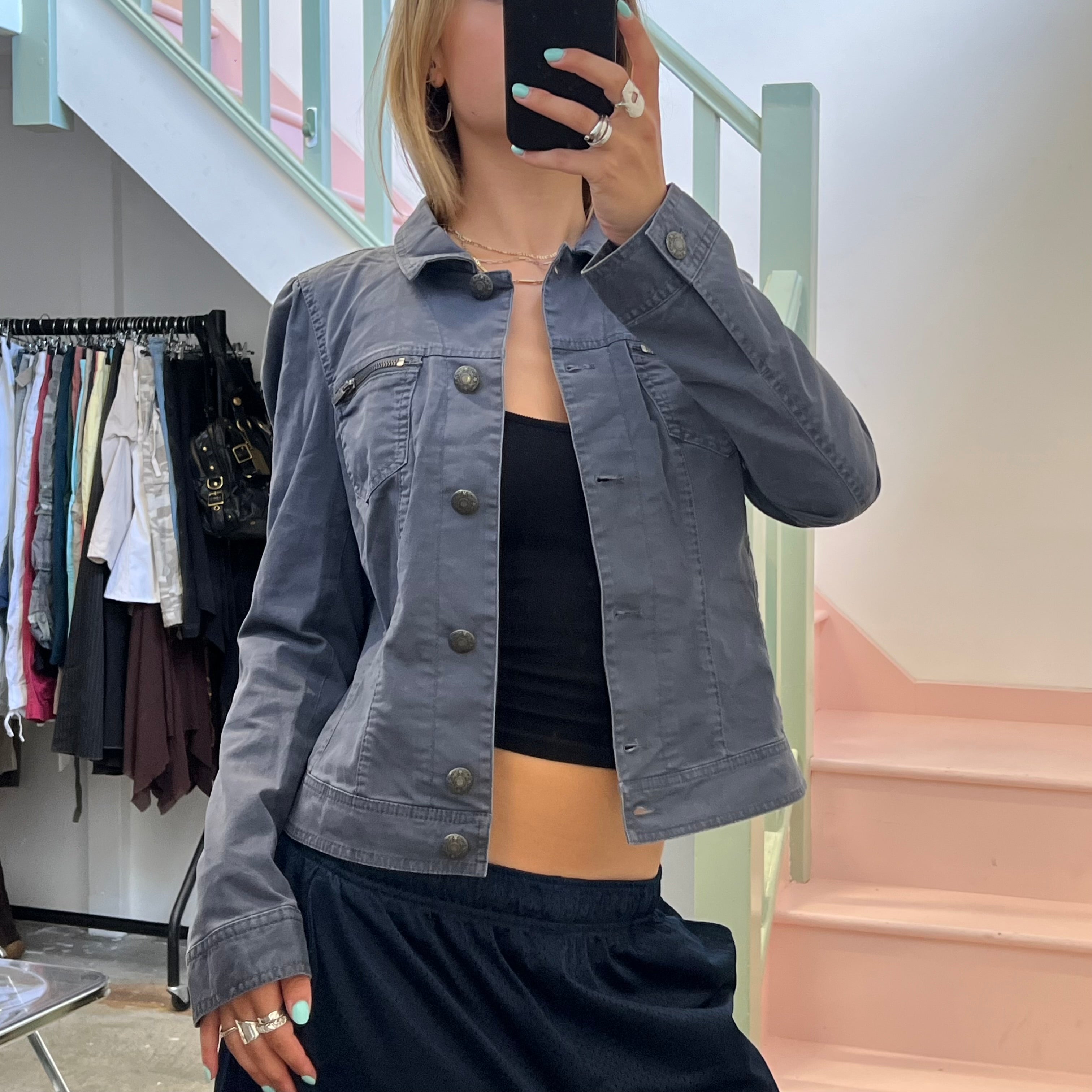 Grey Esprit button up fitted jacket