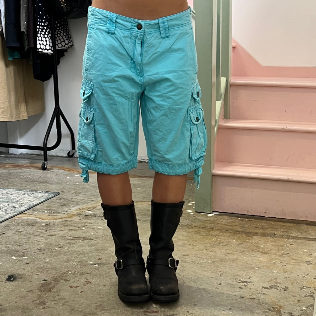 Blue baggy cargo shorts