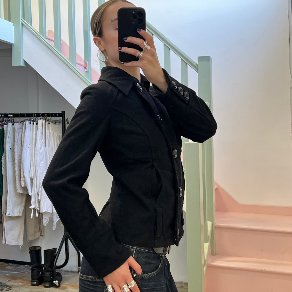 Black wool peacoat