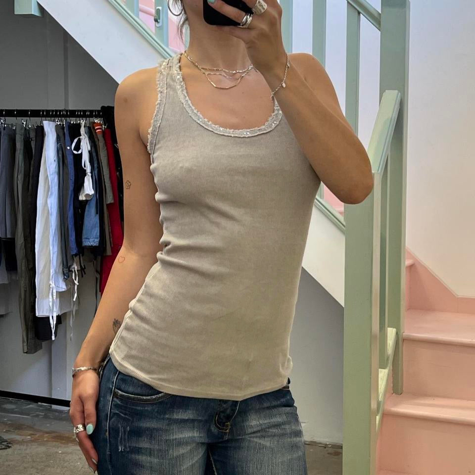 Grey ribbed racerback vest