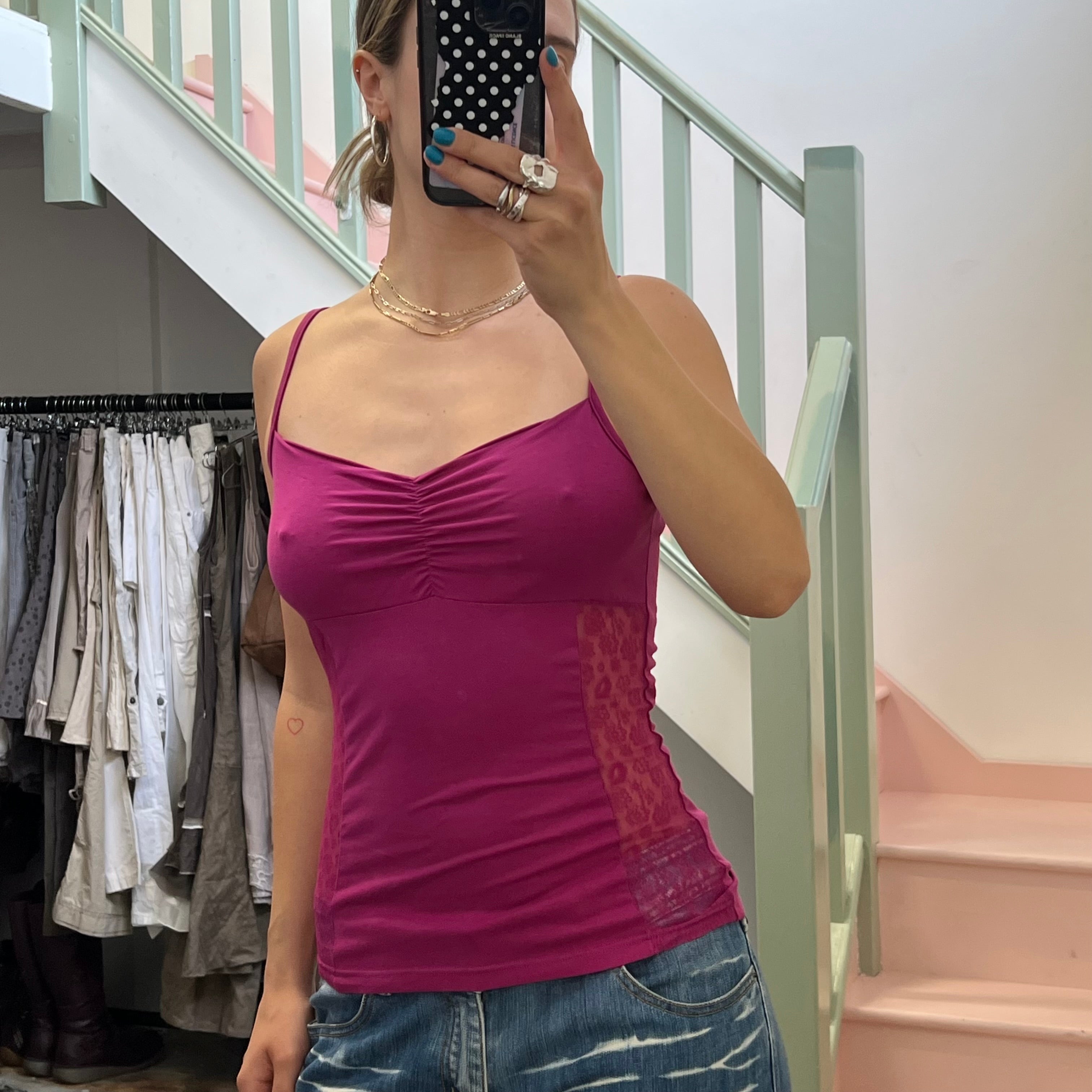 Dark pink ruched cami