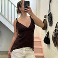 Brown asymmetrical vest