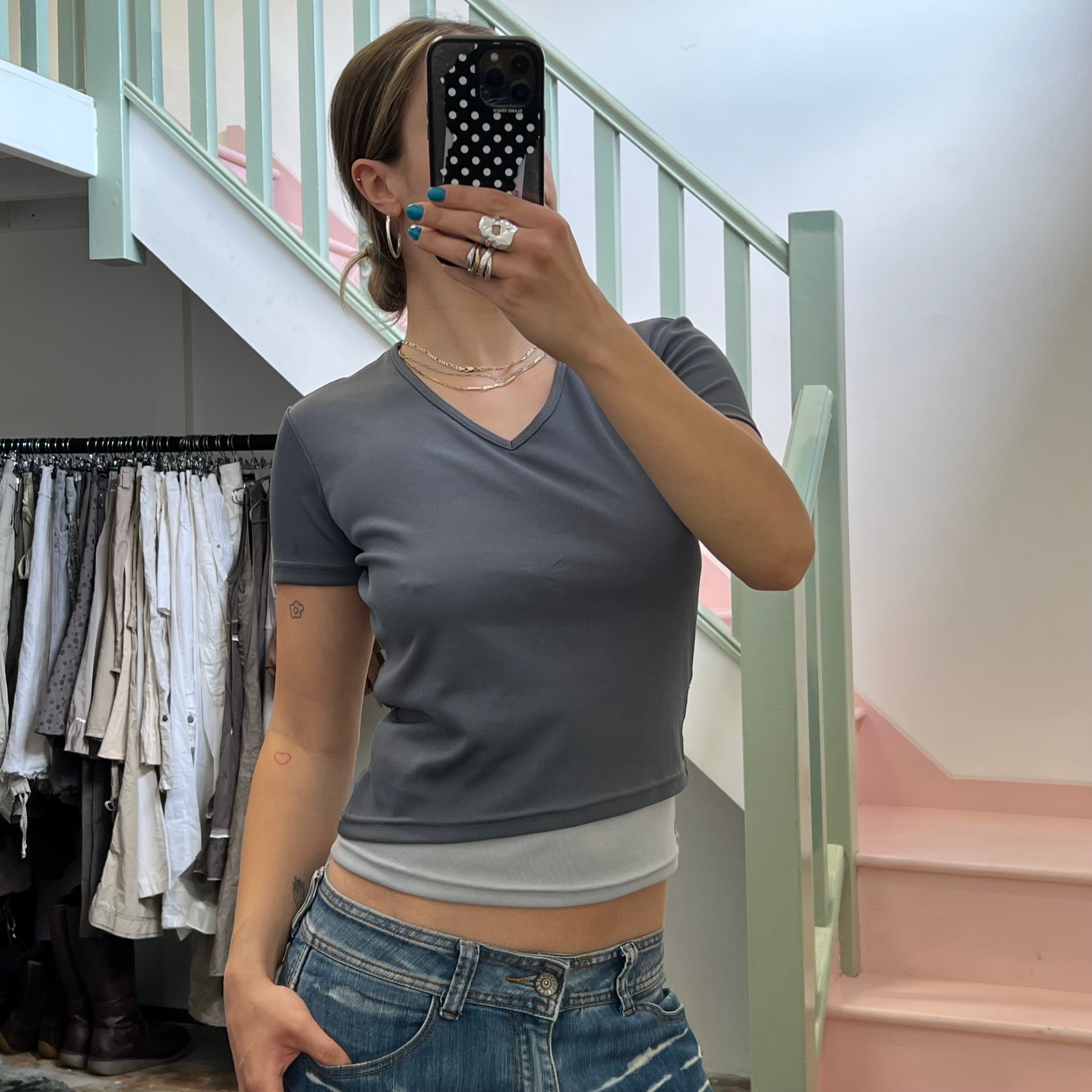 Grey layered baby tee