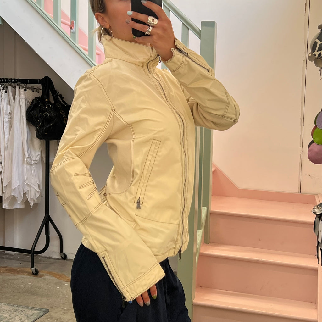 Cream lightweight biker jacket