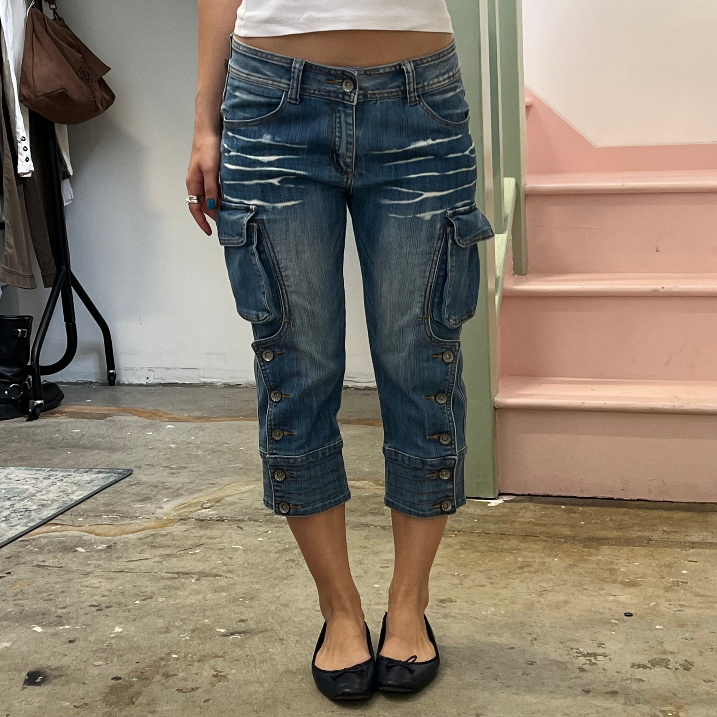 Denim fitted capris
