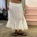 White sheer floaty pleated maxi skirt