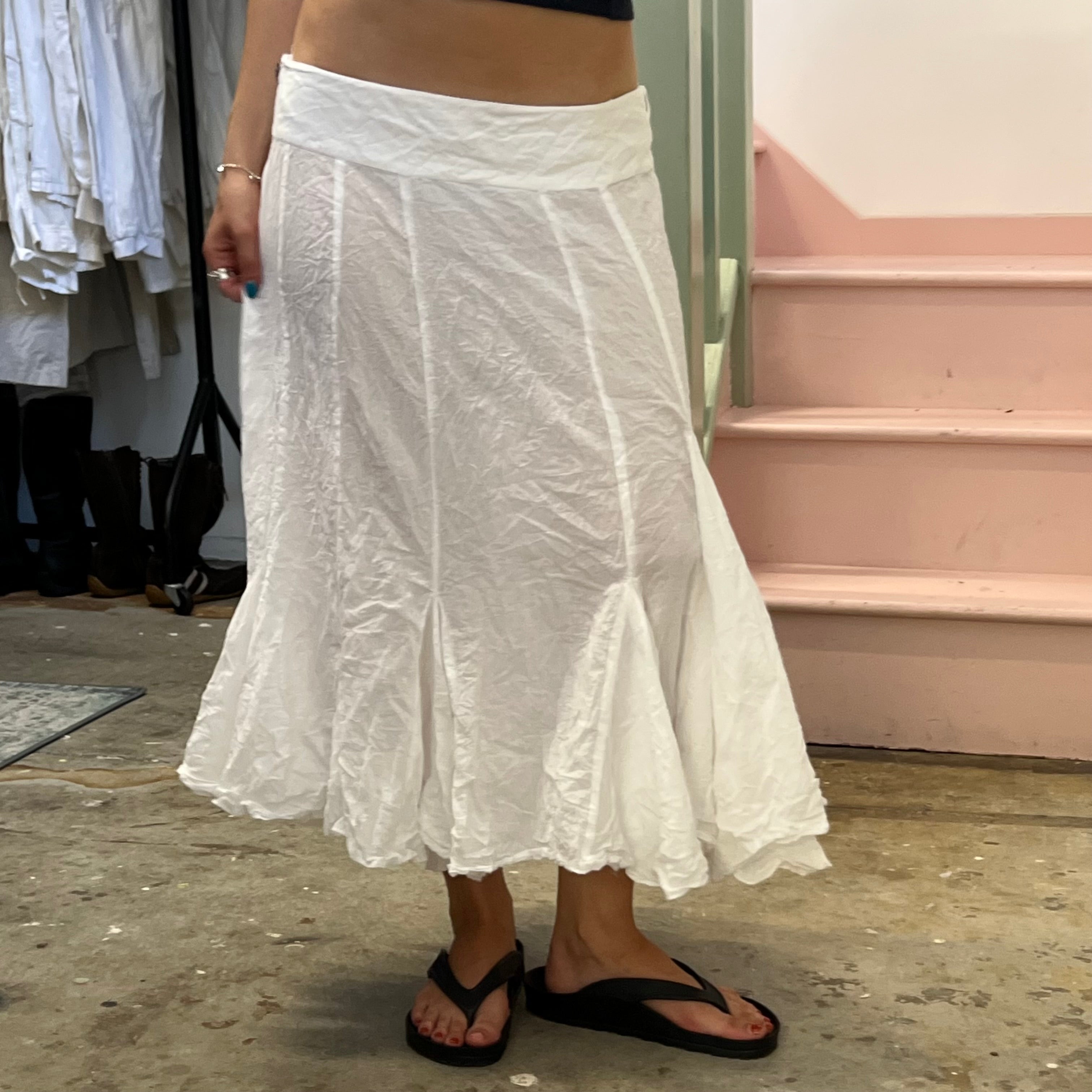 White sheer floaty pleated maxi skirt