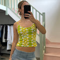 Green and yellow geo print cami