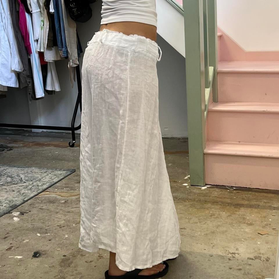 White linen floaty maxi skirt