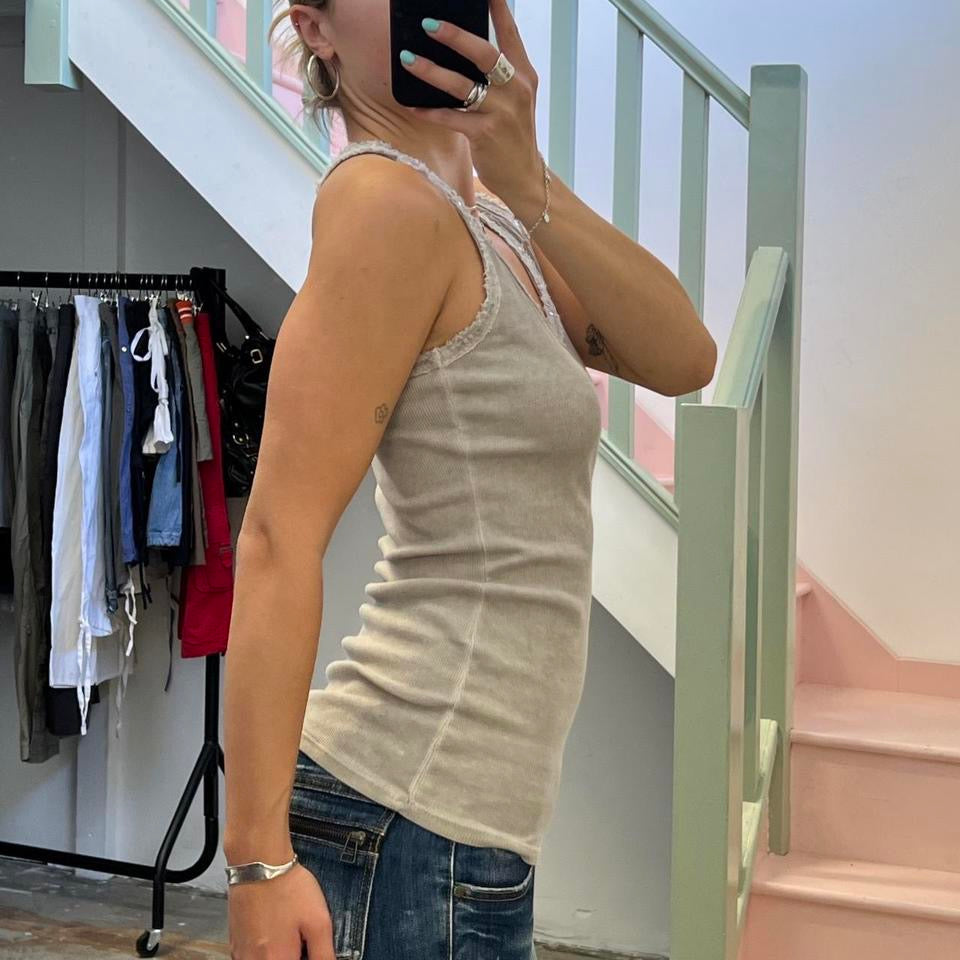 Grey ribbed racerback vest