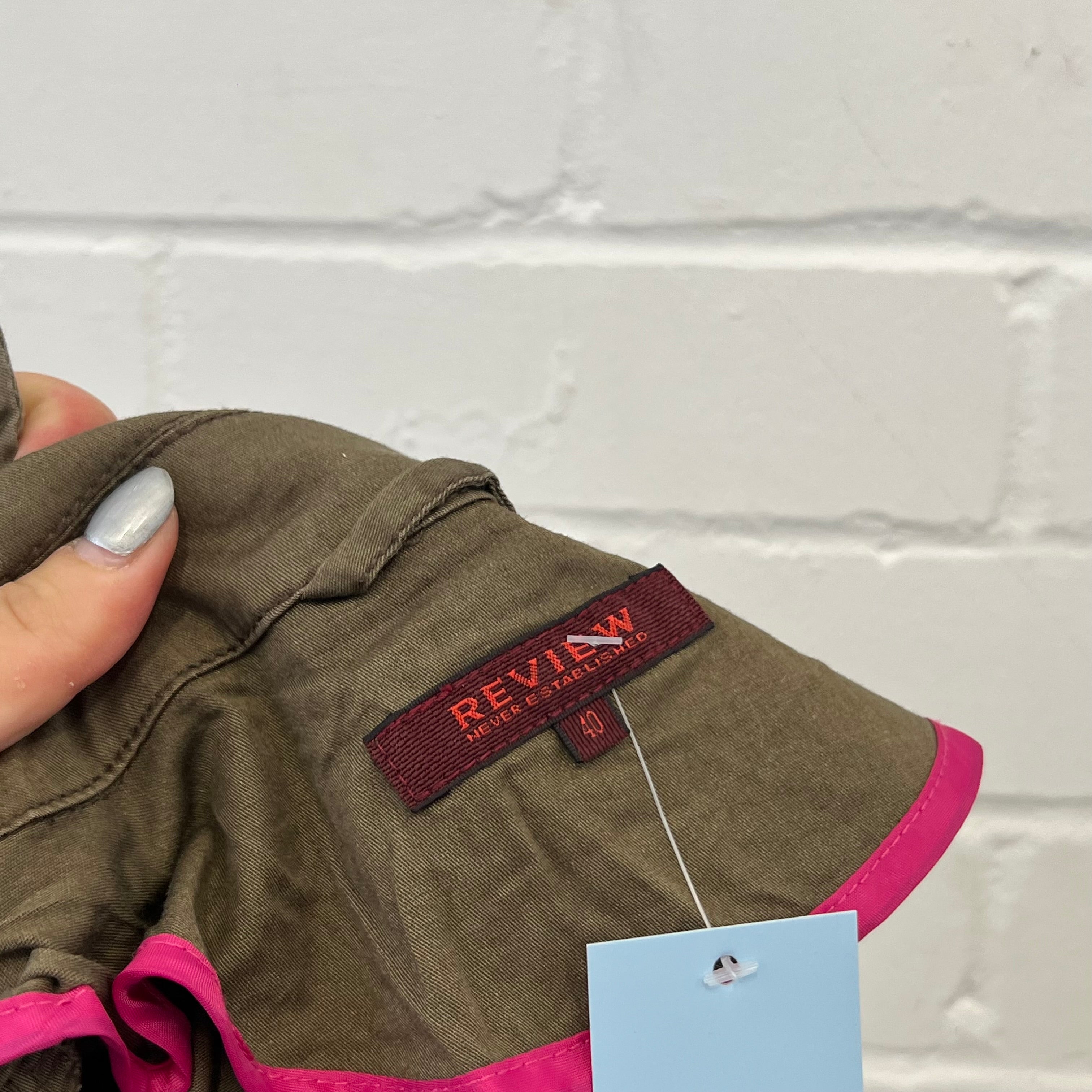 Khaki zip up fitted bomber jacket