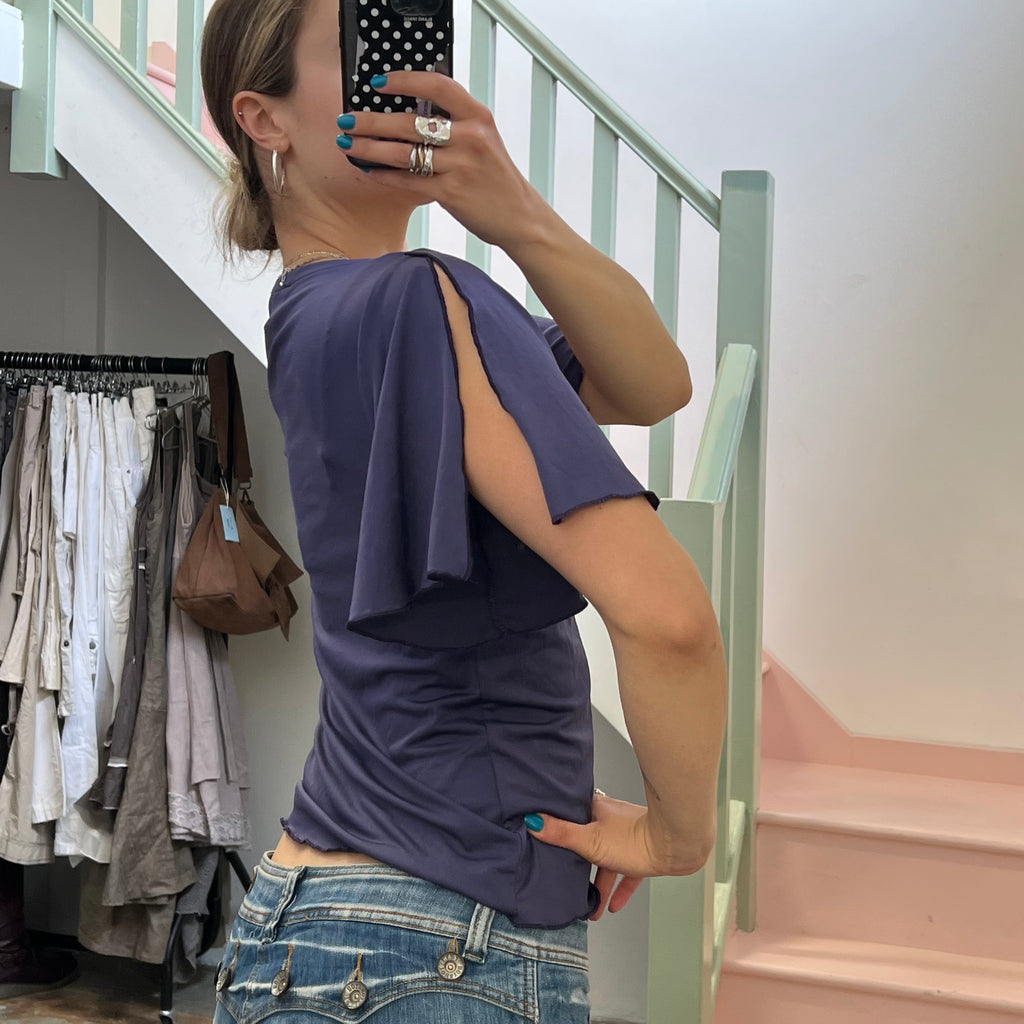 Purple flared sleeve blouse