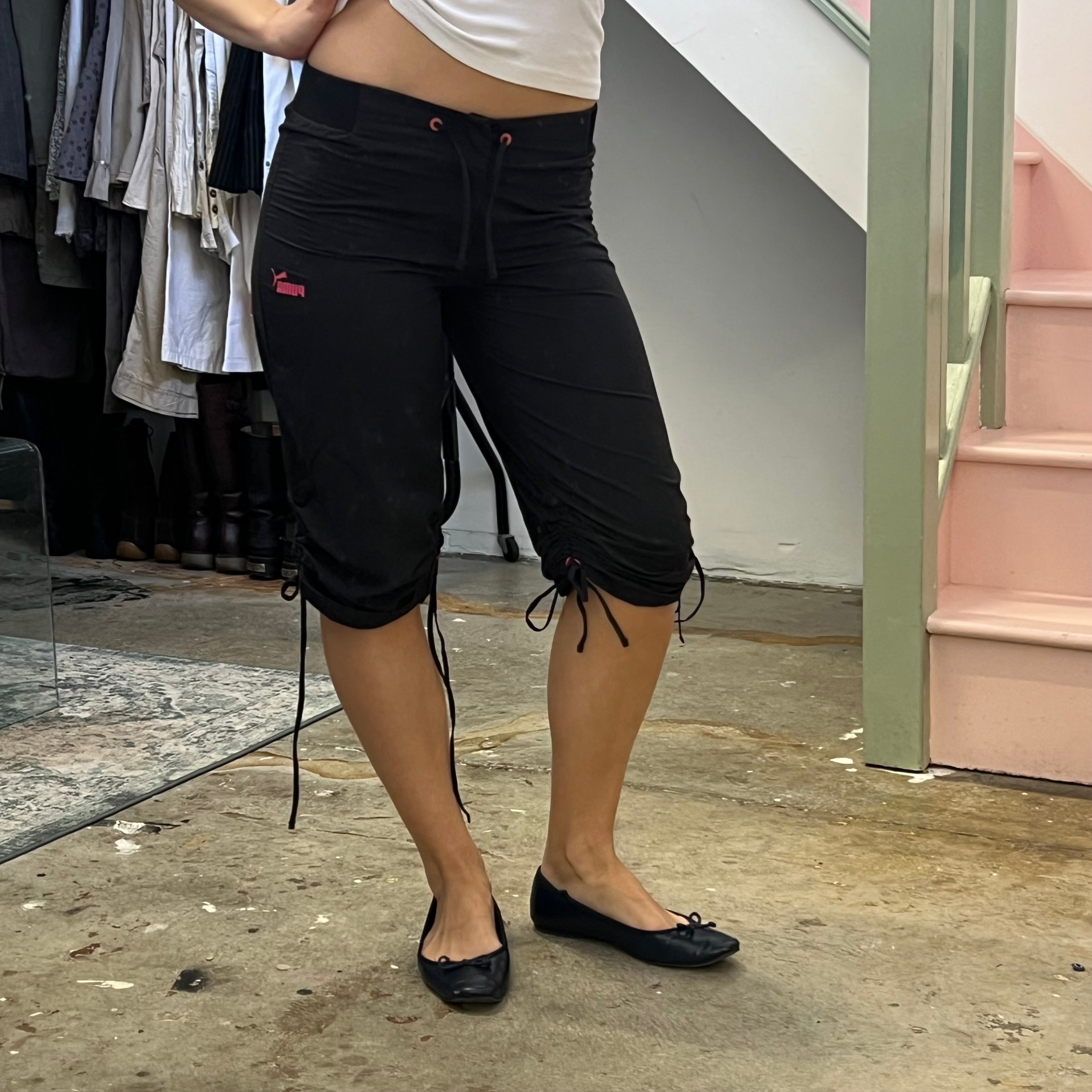 Puma black ruched sporty capris