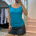 Blue slouchy cowl vest
