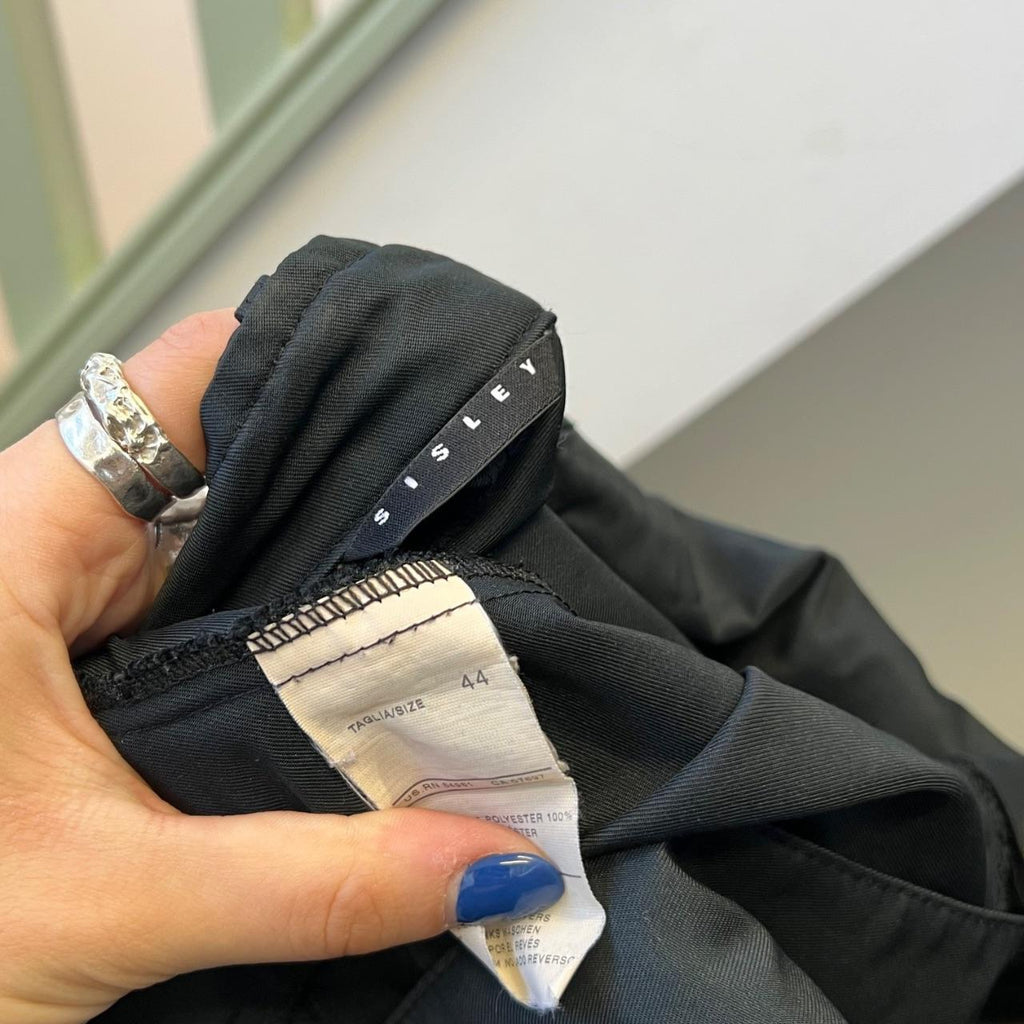 Sisley black fitted zip up biker jacket