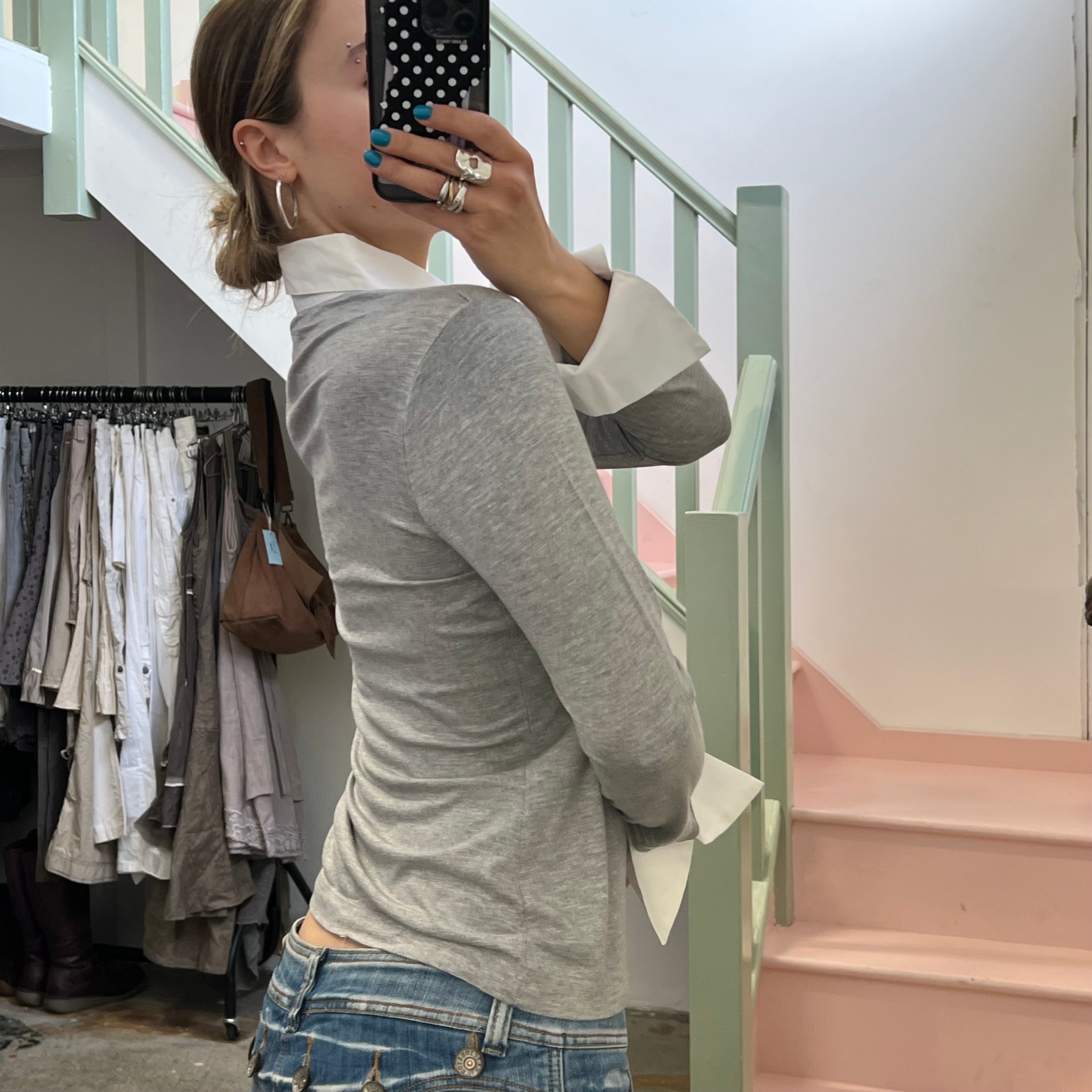 Grey fitted polo shirt