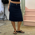 Navy tailored midi skirt