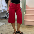 Red wide leg capri