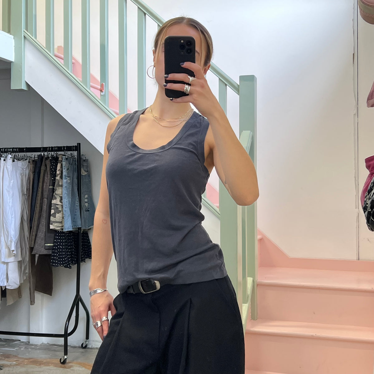 Grey slouchy racerback vest