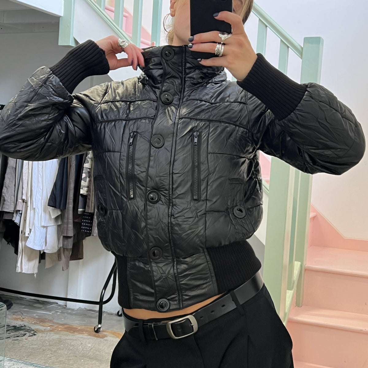 ONLY black utility puffer coat