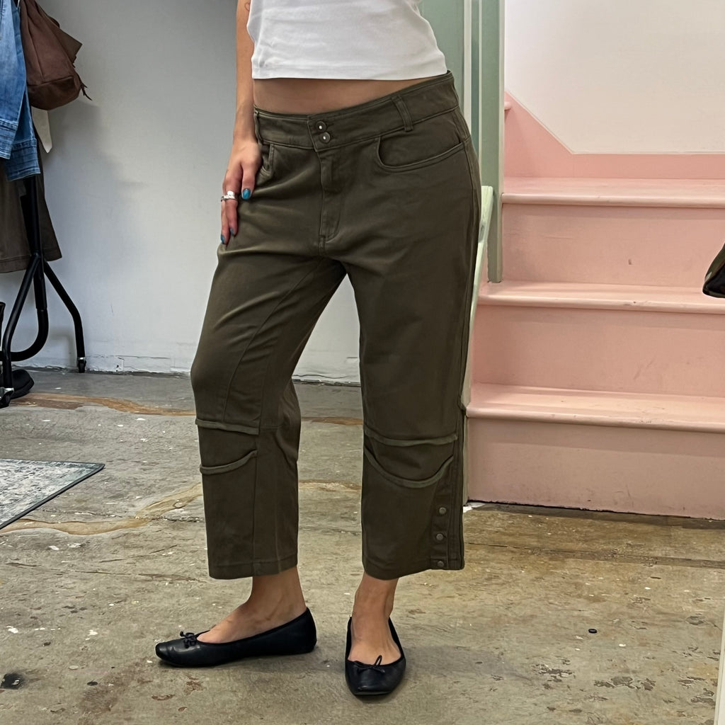 Khaki denim capris