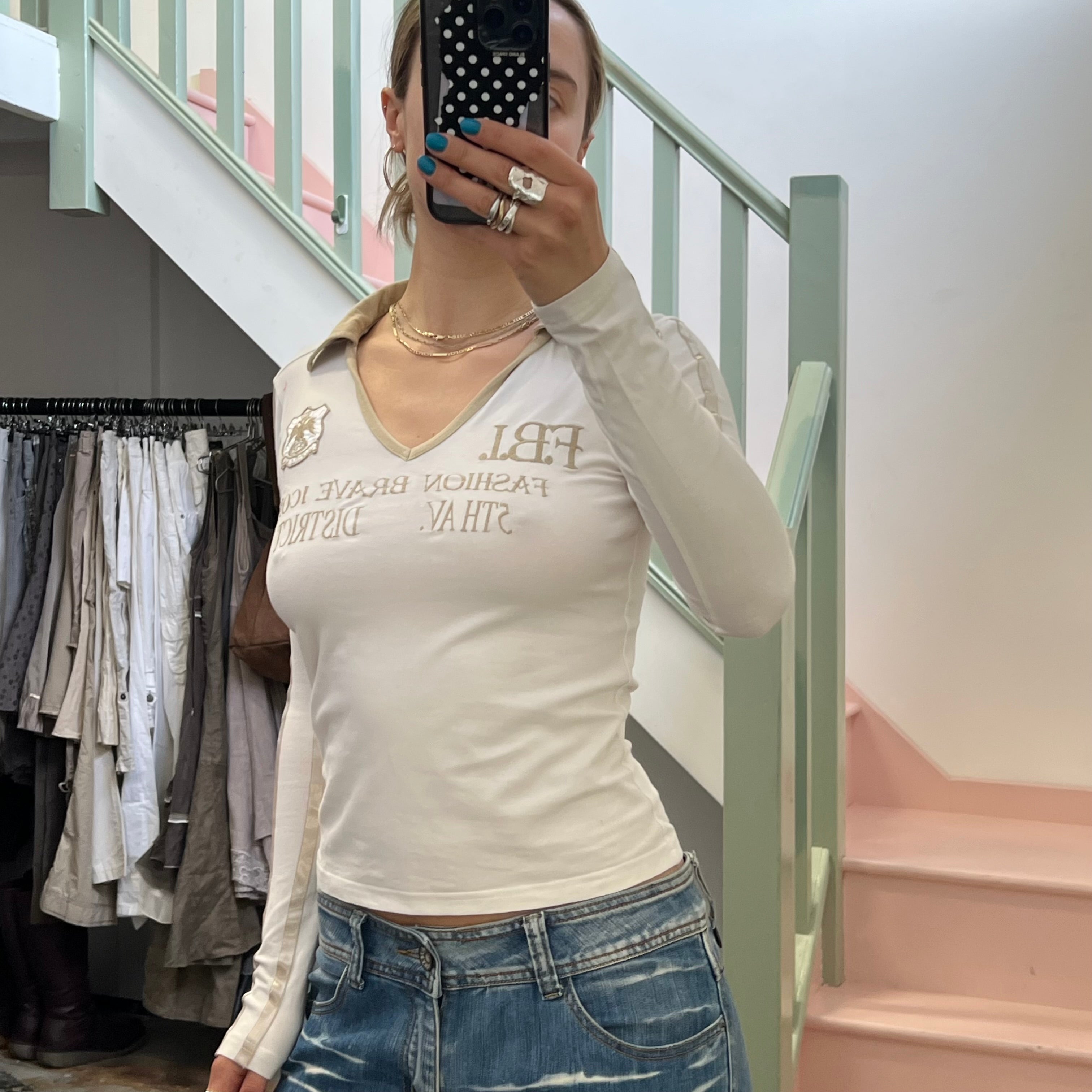 White fitted polo shirt