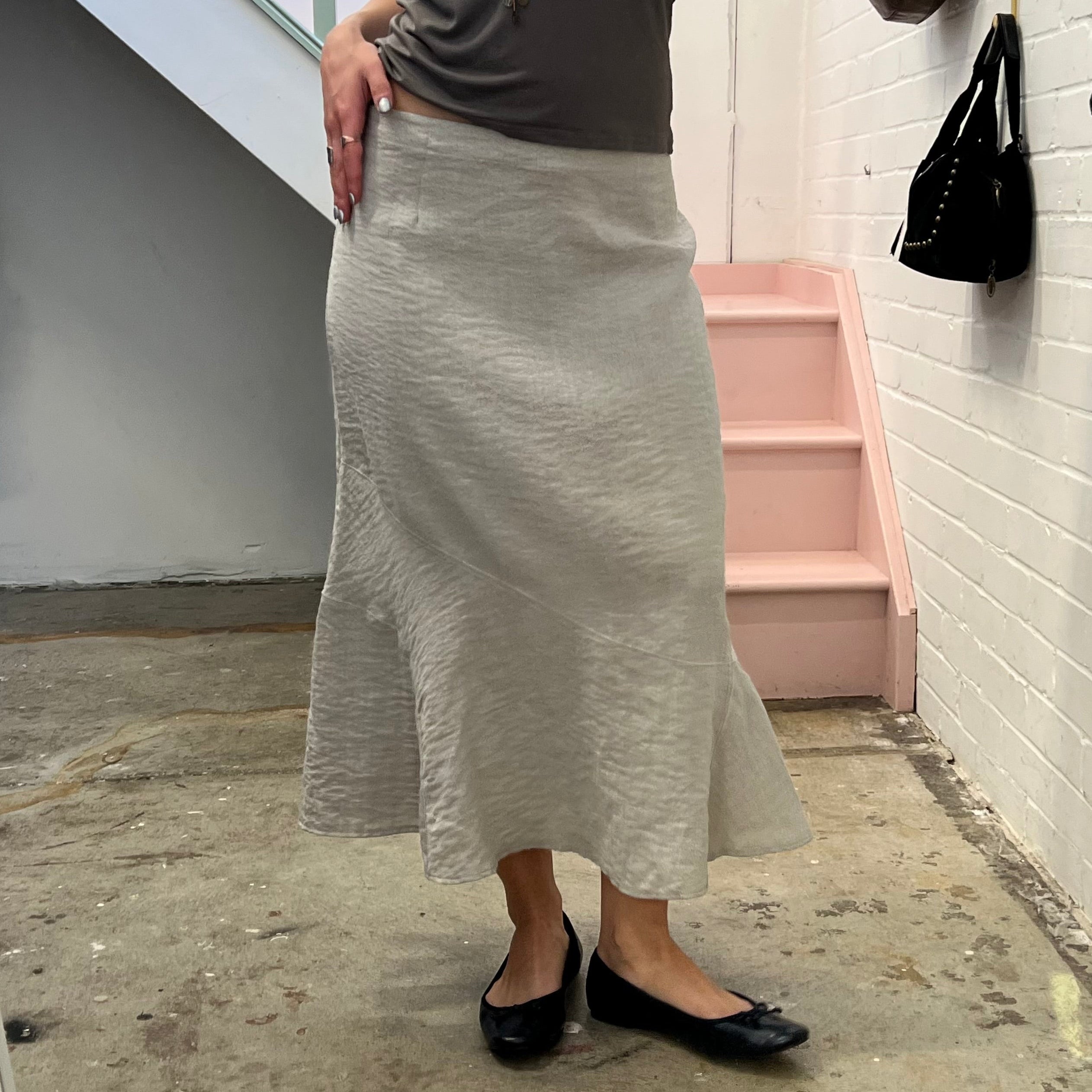 Cream floaty flared vintage maxi skirt