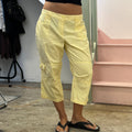 Yellow wide leg cargo capris