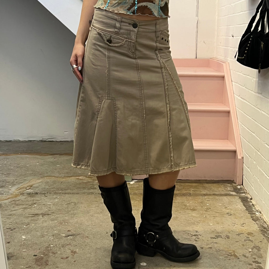 Mexx cream tailored pleated midi skirt