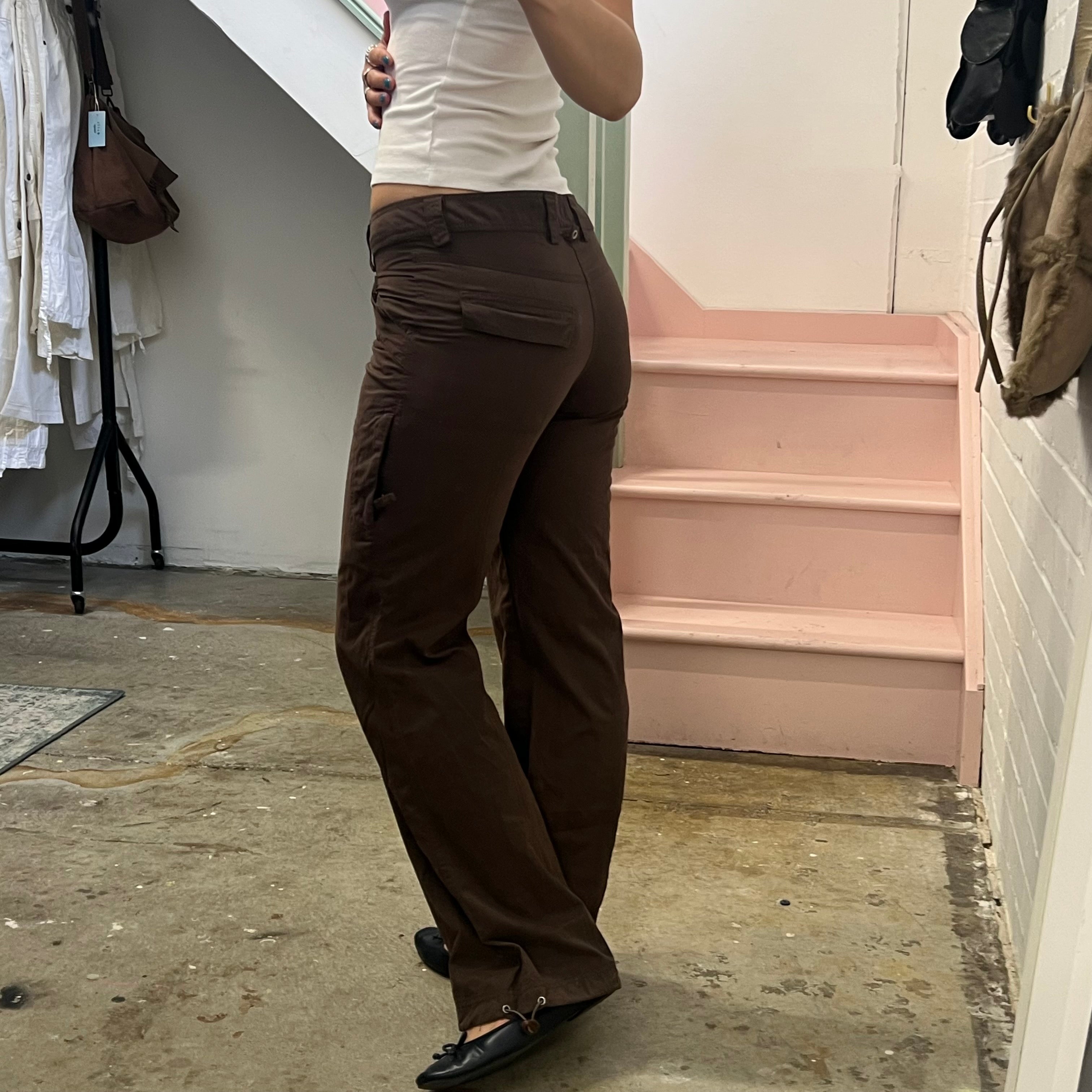 Brown low rise cargo trousers
