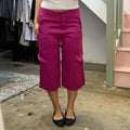 Dark pink satin wide leg tailored capris