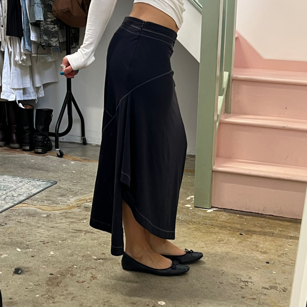 Navy sporty asymmetrical maxi skirt
