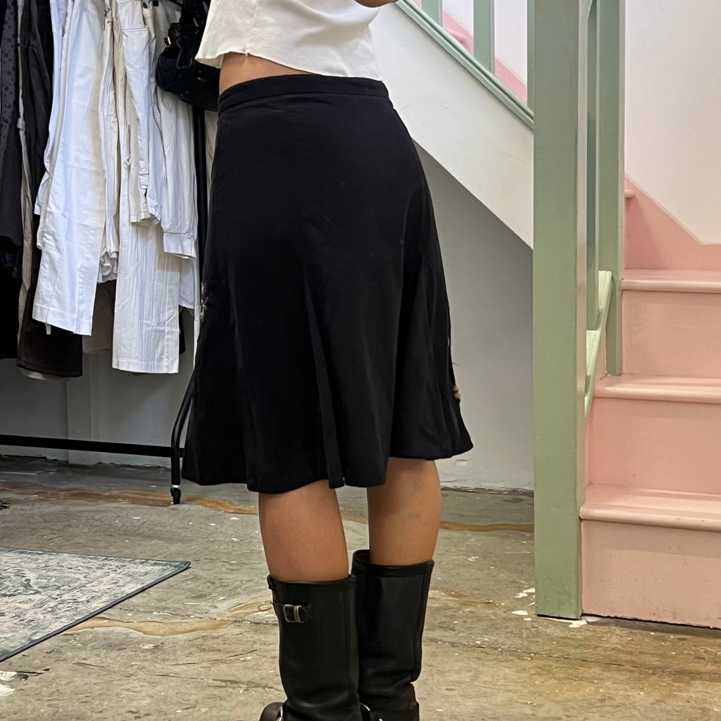 Street One black and blue floral midi skirt