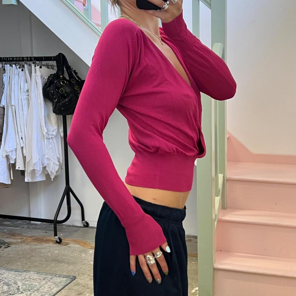 Pink deep v neck slouchy top
