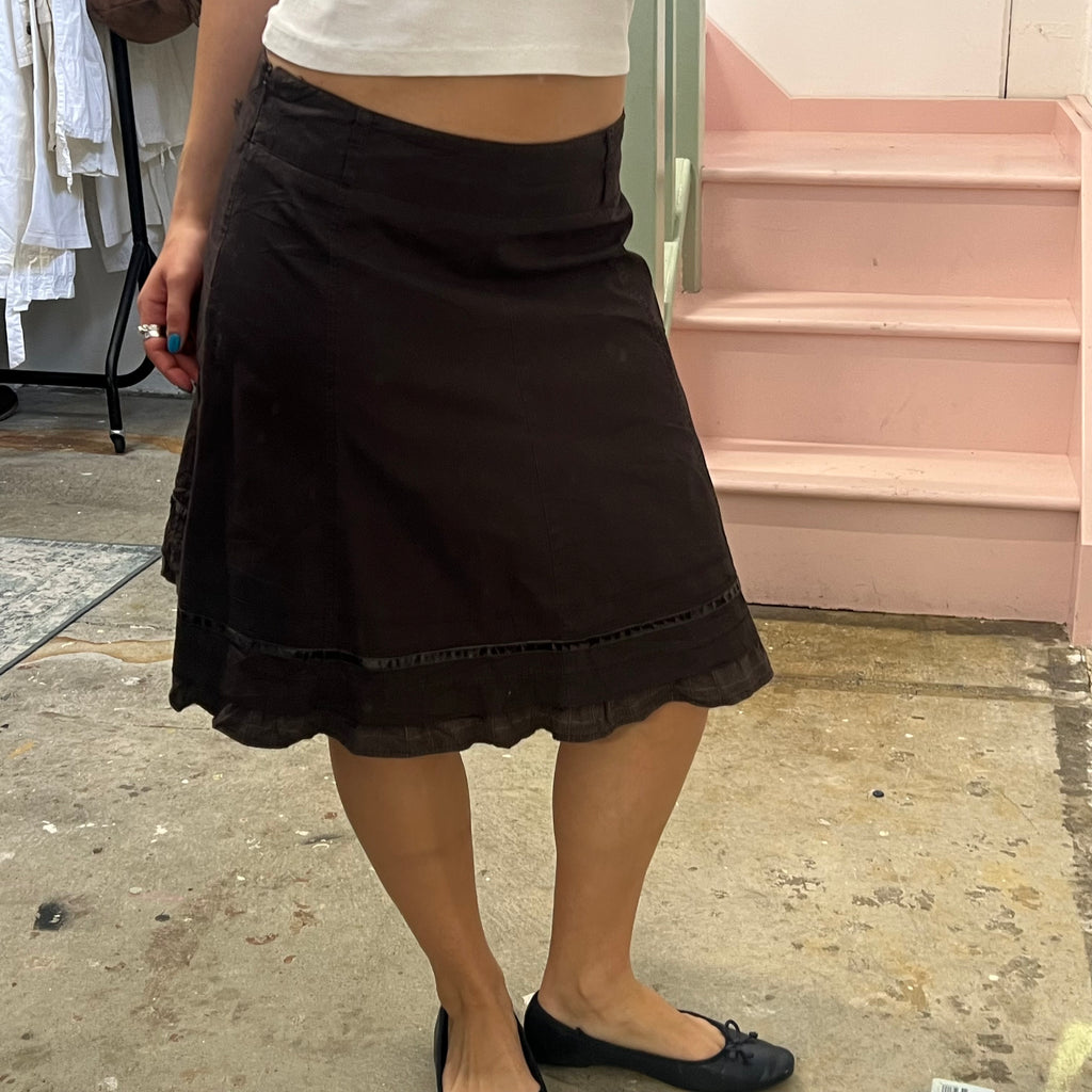 Brown layered midi skirt