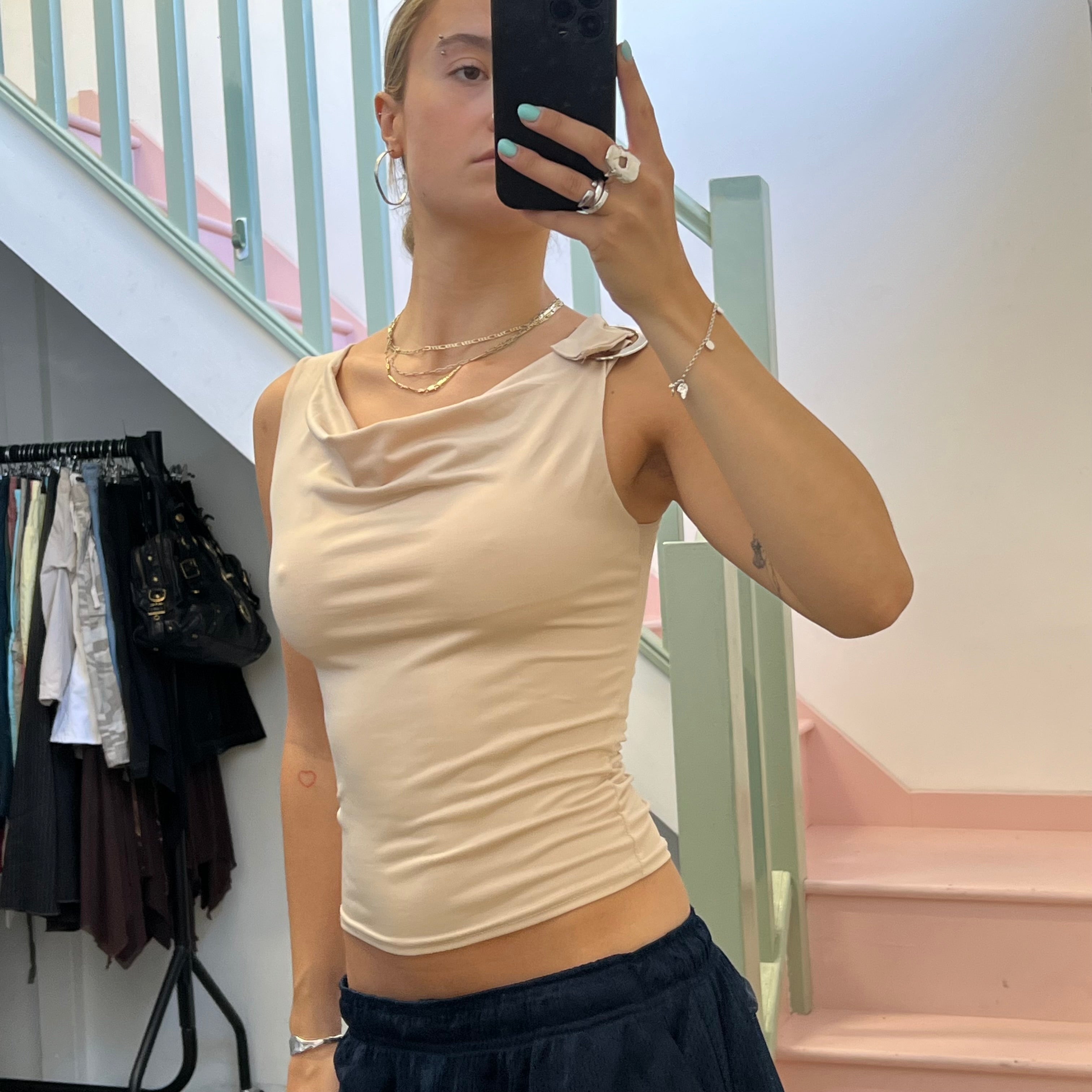 Cream cowl neck vest