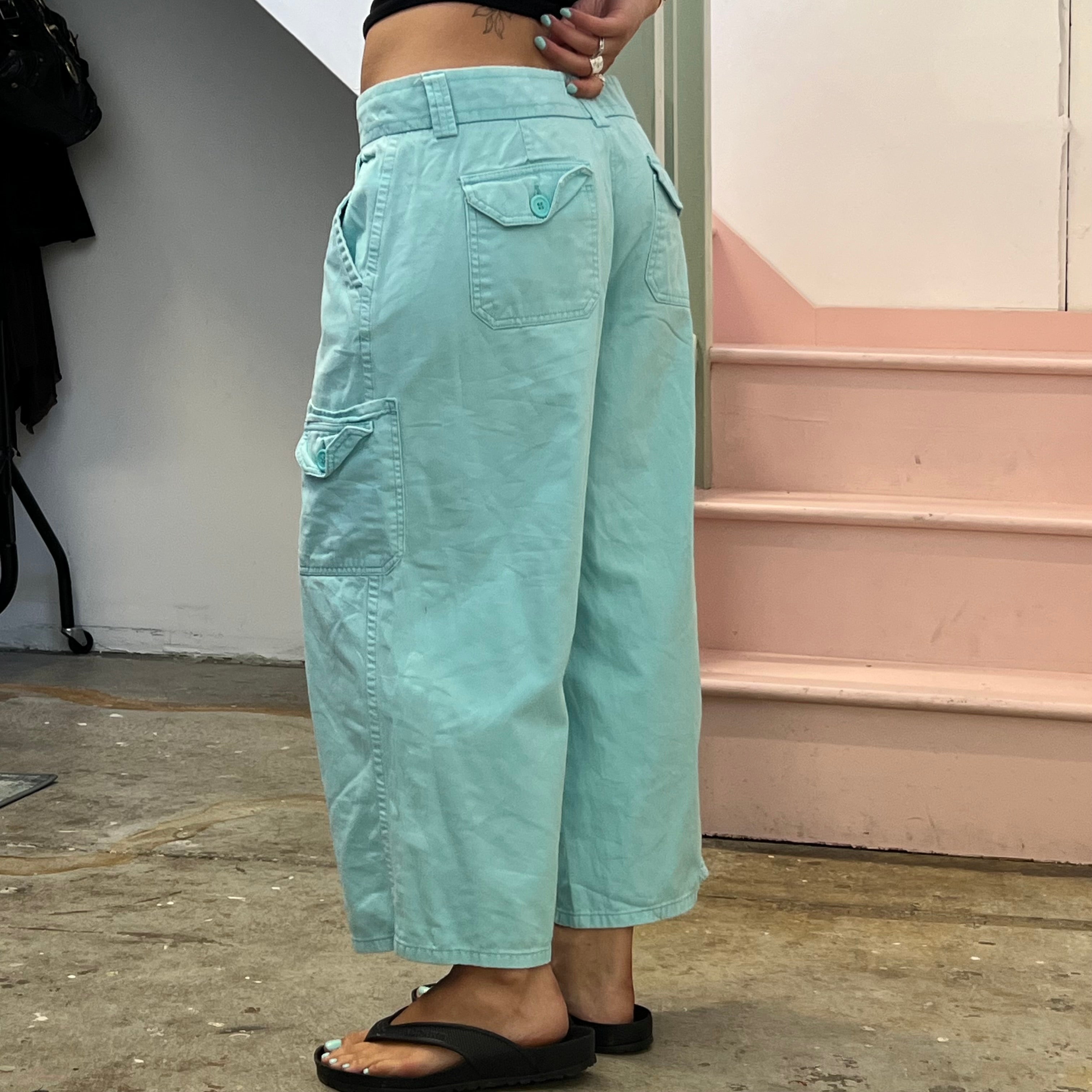 Lee light blue wide leg cargo trousers