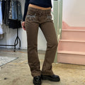 Brown embroidered tailored trousers