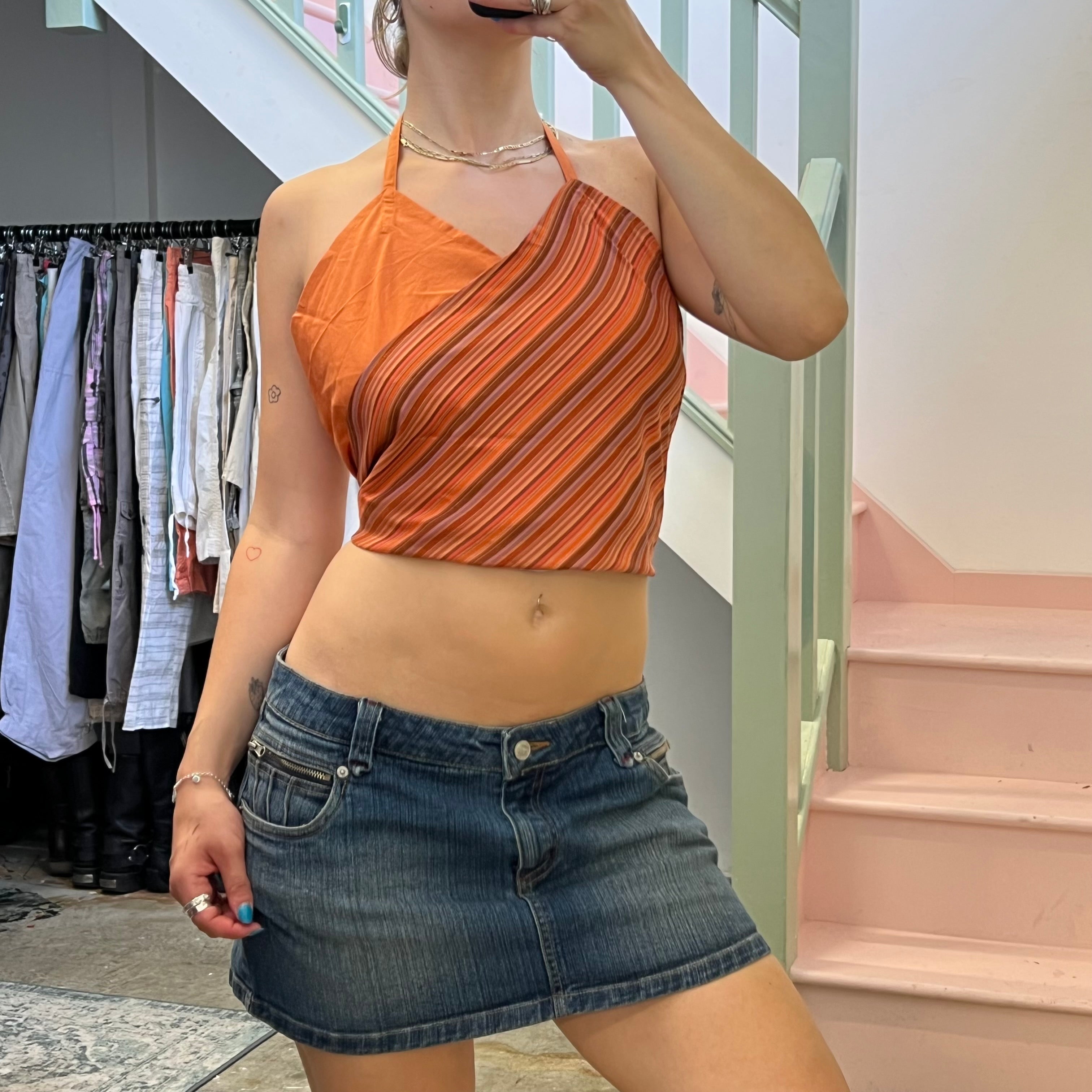 Orange reversible tie up top
