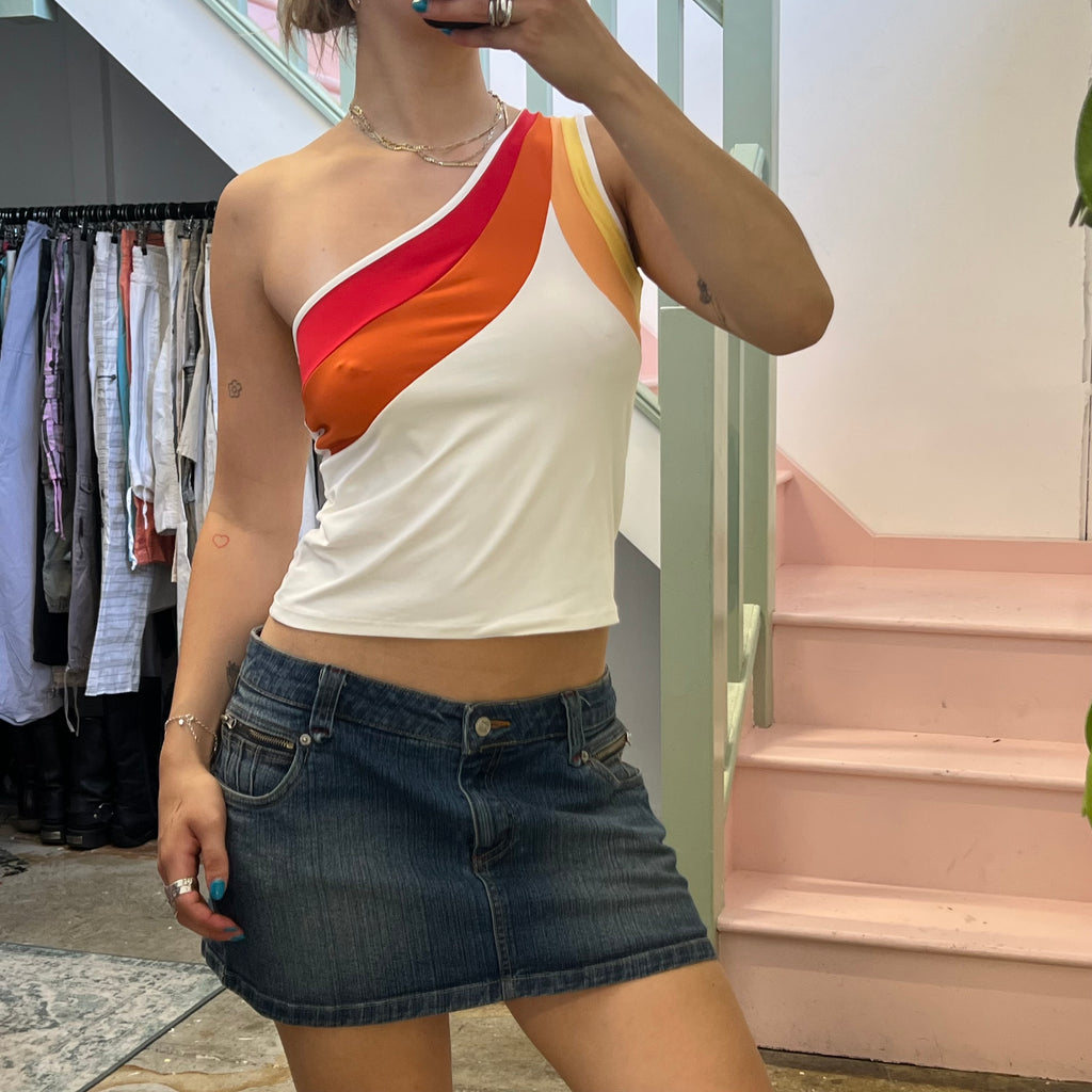 One shoulder stripe vest