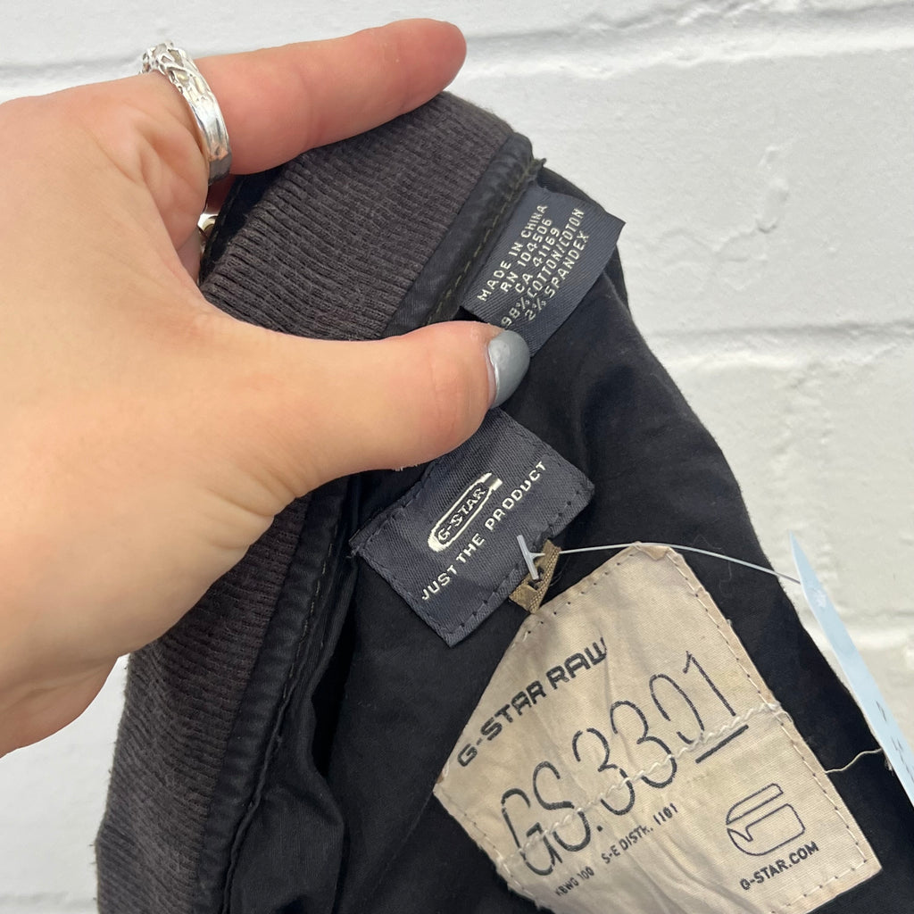 G-Star black fitted zip up lightweight biker jacket