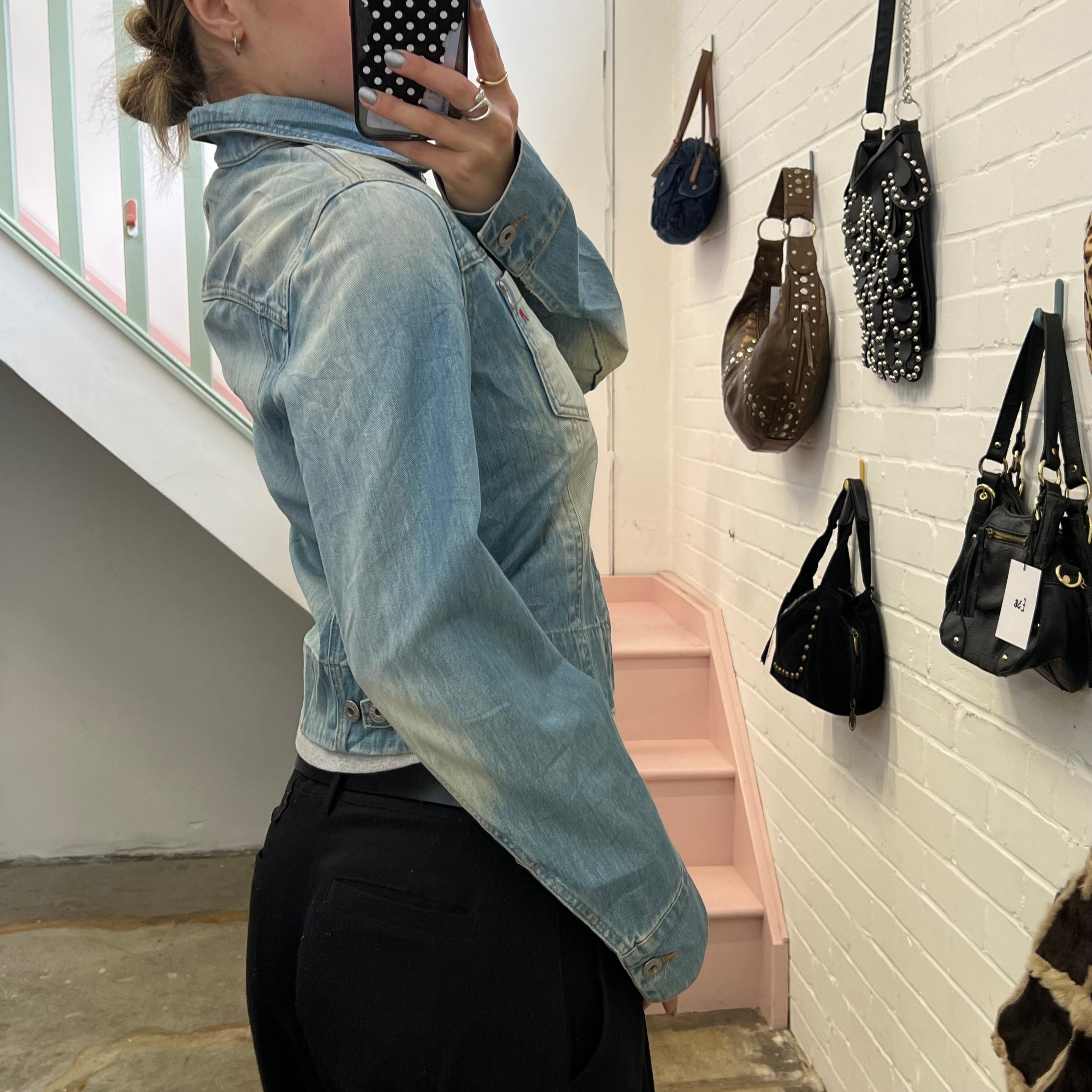 Replay light blue zip up denim jacket